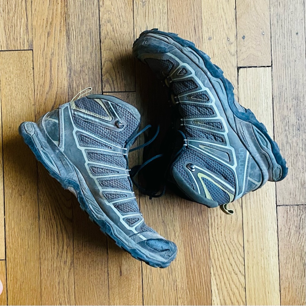 Salomon Trail Shoes in Gray and Green
